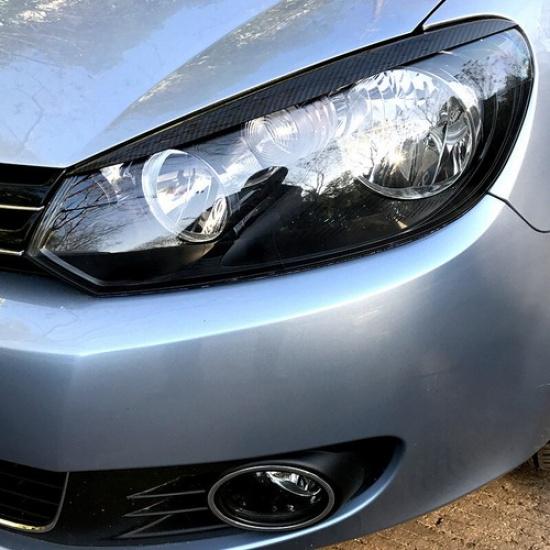 Carbon Black Front Headlight Lamp Eyelid Eyebrow For VW GOLF MK6 GTI R 2008-2013
