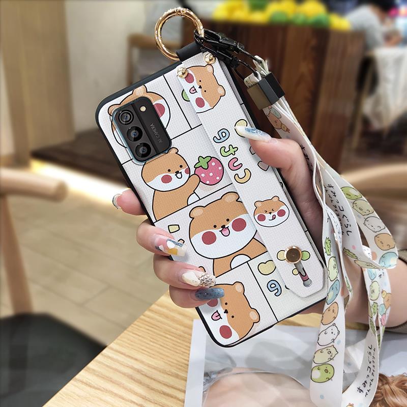 Wristband Dirt-resistant Phone Case For Nokia G100 Wrist Strap Anti-knock Durable Back Cover Anti-dust Silicone Cartoon