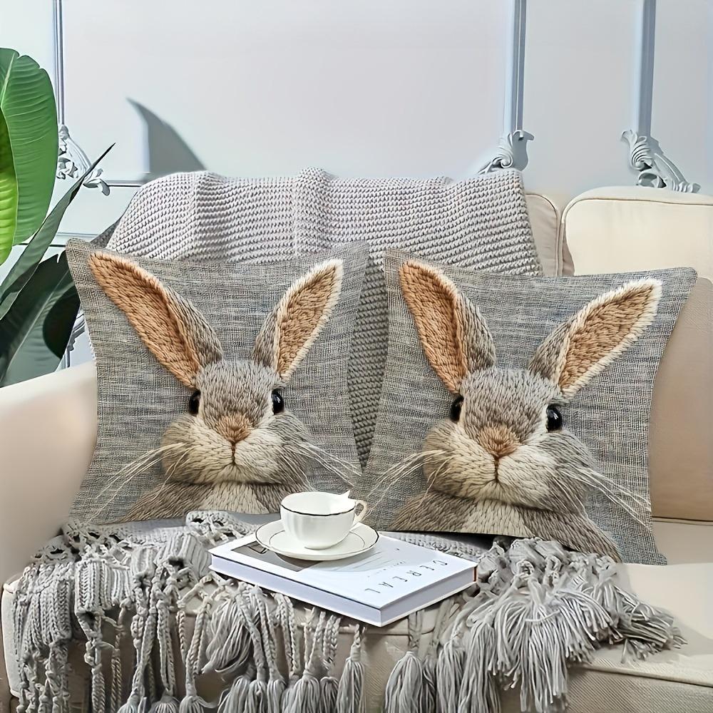 1-Piece [Cute Bunny Theme] Print Pillow Cover, Home Sofa Bedroom Office Car Cushion Cover