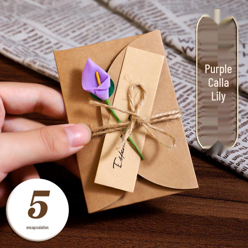 Handcrafted Retro Kraft Dried Flower Greeting Card for Birthdays & Father's Day