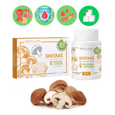 Integratore alimentare New Life ai funghi Shiitake (oncoprotettore, immunomodulatore, riduce il colesterolo e lo zucchero nel sangue)
