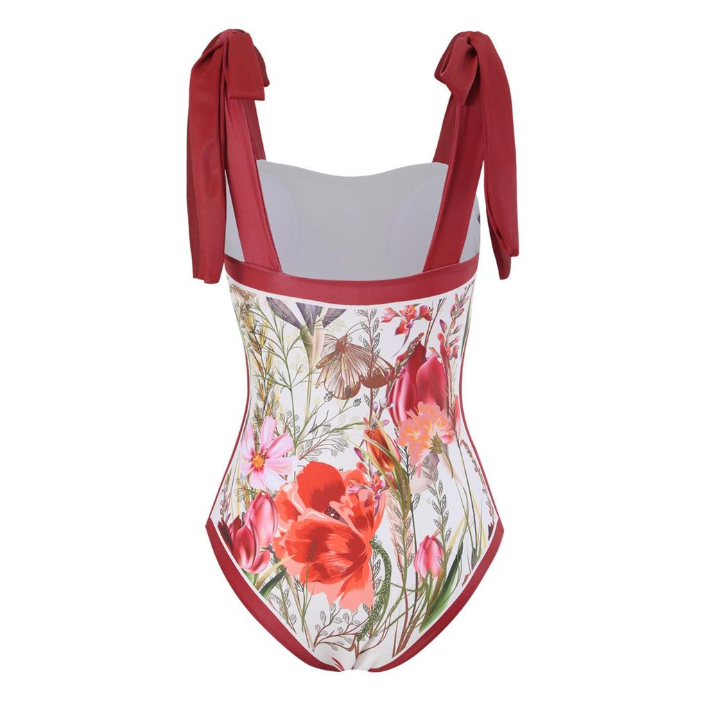 European Retro One-Piece Slimming Swimsuit - Quick-Drying, Belly-Covering Beachwear for 2025