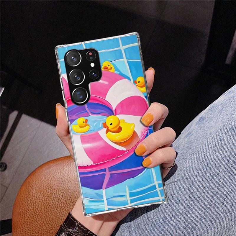 Rubber Ducks Swimming Pool Phone Case For Samsung Galaxy S24 S25 Edge S26 Ultra S23 S22 S21 Plus S20 FE + Personalized Print Cov