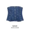 2025 Spring Women's Fashion: European & American Style Denim Bustier Top