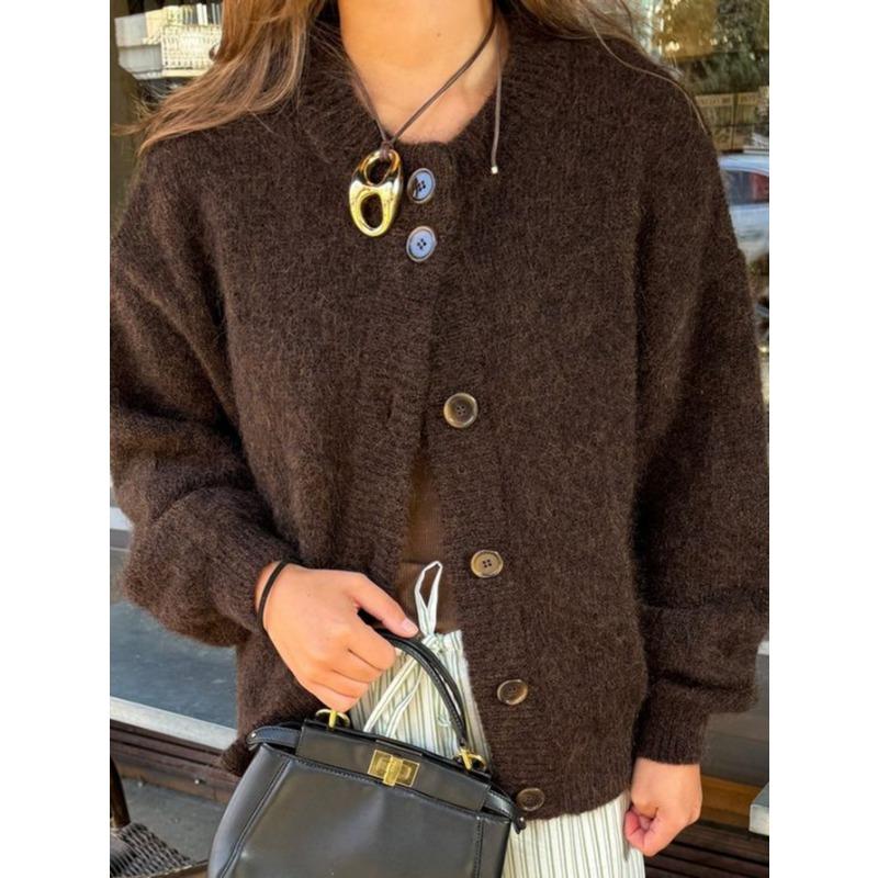 Lässiger Stil Knopf Wollhemd Damenpullover Damen 2025 Herbst Winter