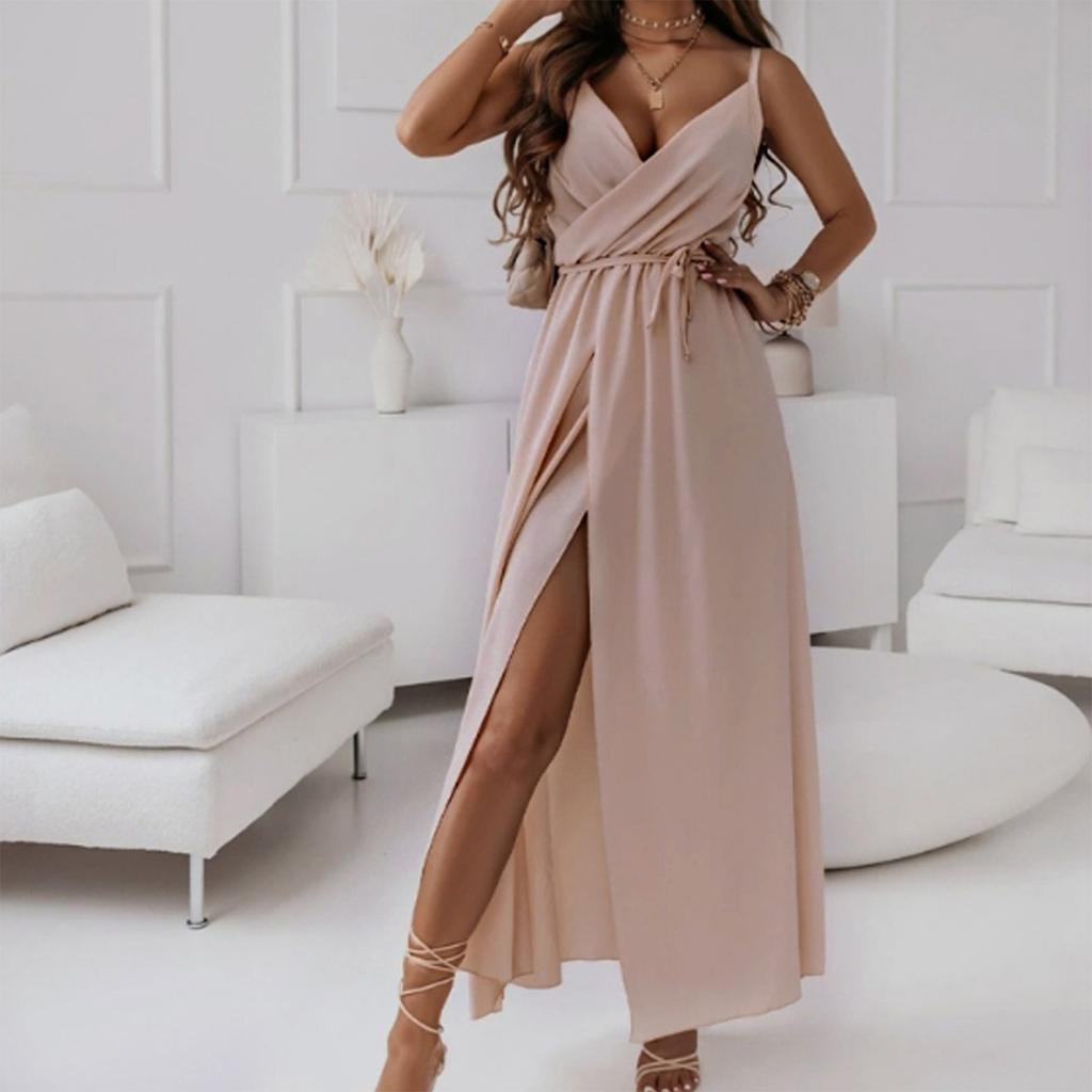 Women's Temperament Elegant Casual Solid Color Straps Dresses