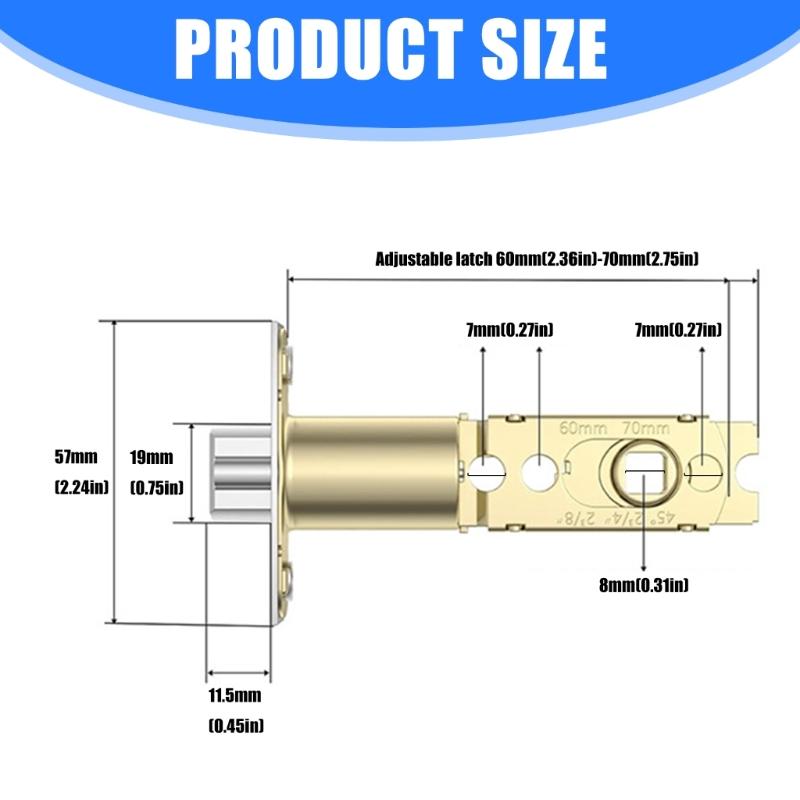 Adjustable Door Latches Privacy Three Bar Type Lock Tongue Cores 45° Rotating Angles Interior Door Lock Easy Installation