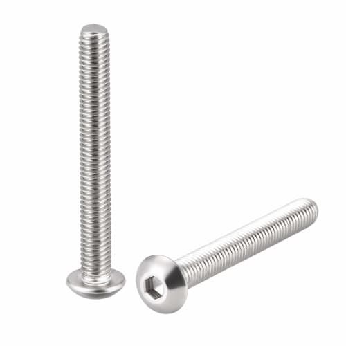 Uxcell M5x40mm 304 Stainless Steel Hex Socket Head Machine Screws, Round Head Bolts, Pack of 10