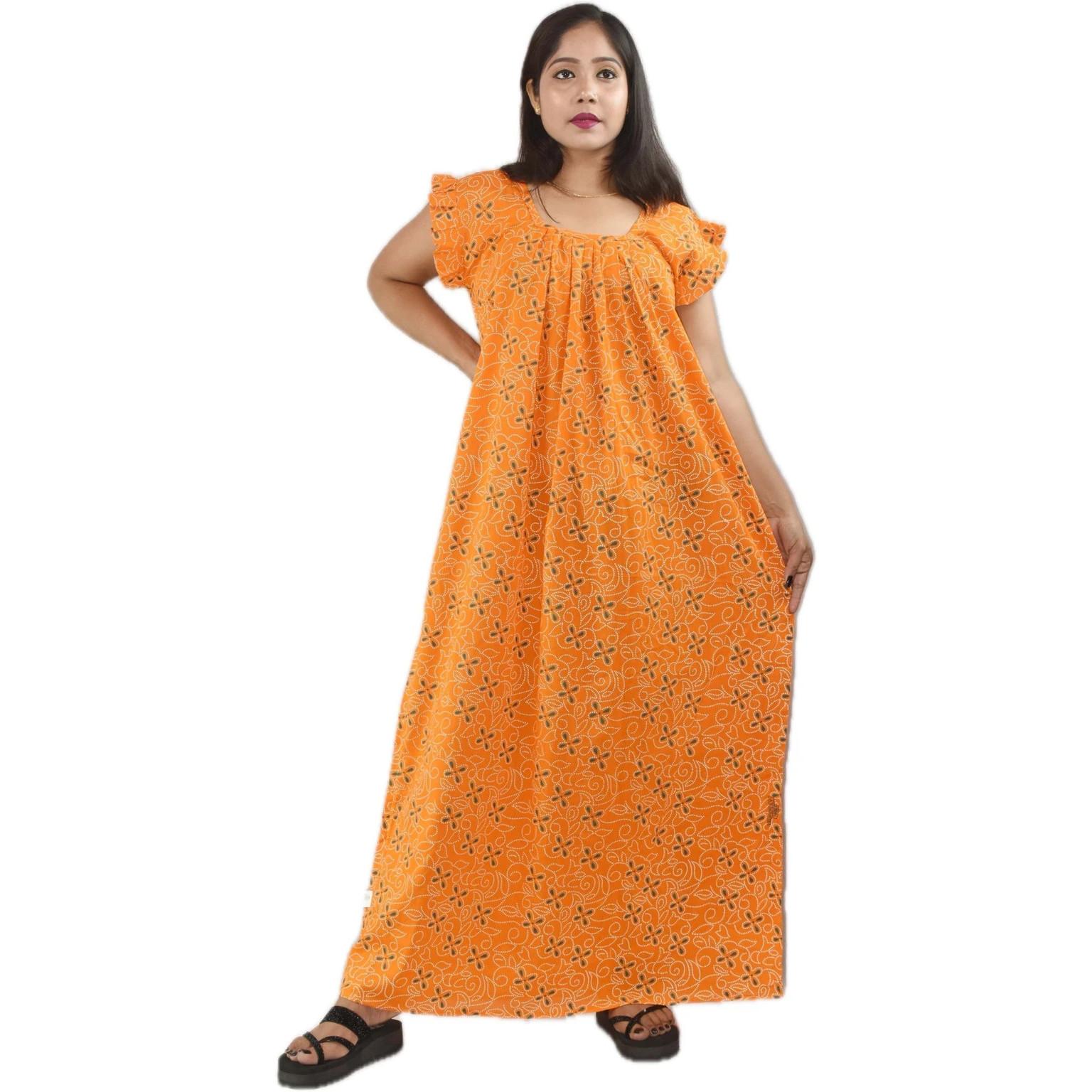 Women Summer Wear Cotton Nighty Indian Bollywood Night Wear Cotton Lycra Gown 2XL-44