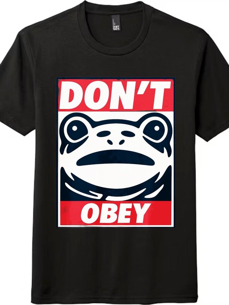 

Don’t Obey Frog Graphic Tee Edgy Rebellion,Unisex Casual Trendy PatrioticT-shirt M