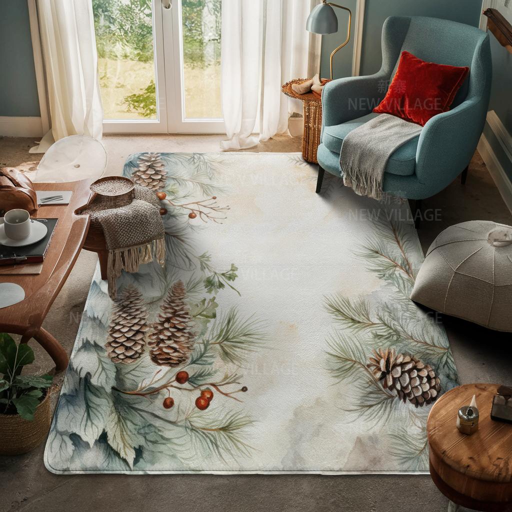 House Entrance Carpet Home Door Mat Living Room Bath Foot Bathroom Non-slip Water Absorption Rugs Bath Merry Christmas Winter