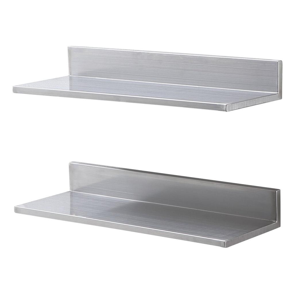 8.6" X 24" Stainless Steel Shelf, Wall Mounted Floating Shelving with Backsplash, 44 Lbs Load Capacity Commercial Shelves, Heavy Duty Storage Rack for