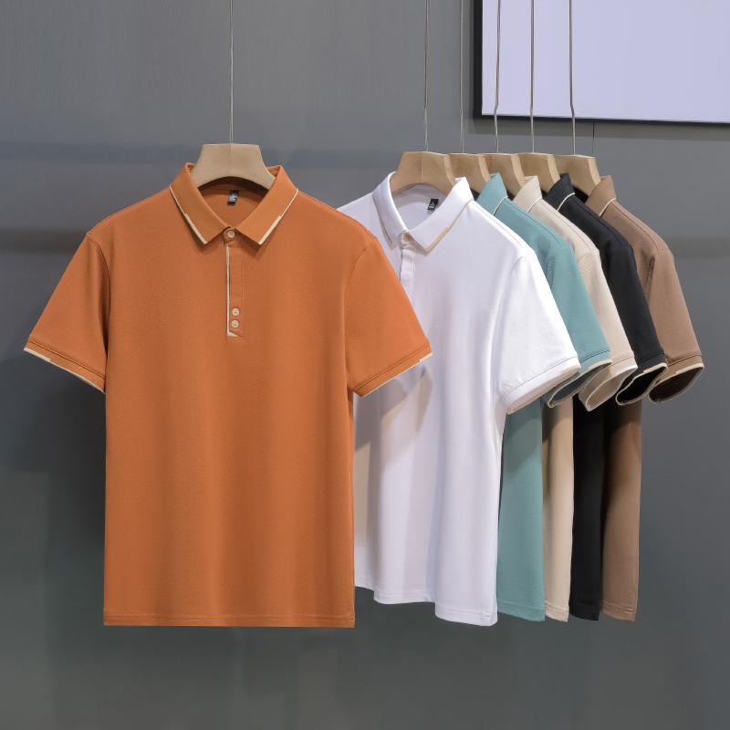 Mens Casual Solid Color Short Sleeve Polo Shirt