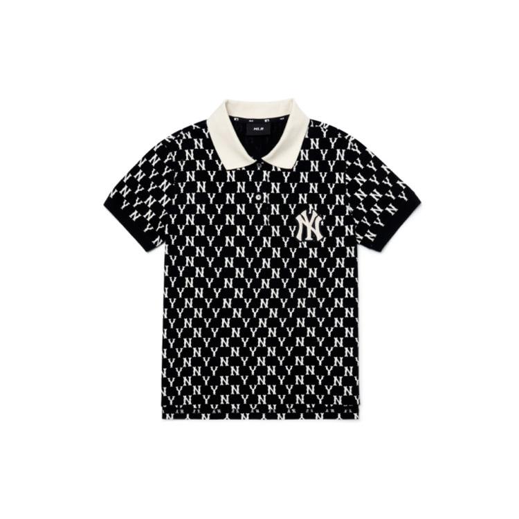 New MLB Base Logo Polo Shirt Women's Black 3FPQM5023-50BKS