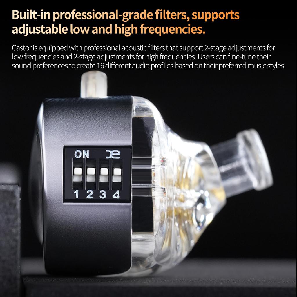 KZ Castor Earphones KZ Monitor Earphones Wired Dual Dynamic Drivers for Musicians and Singers Earphones 2DD Tuning Switch Memory Foam Ear Tips