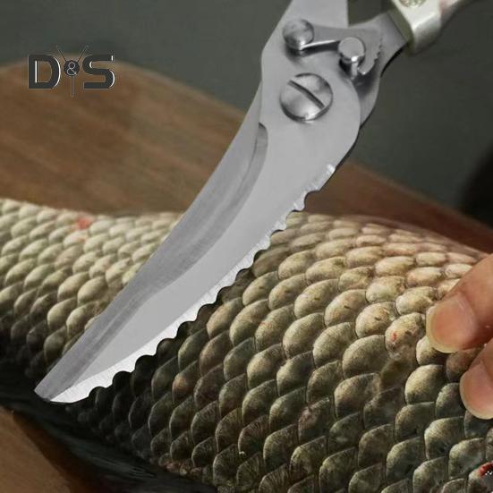 Kuchyňské nůžky stříbrné barvy Ostré Odolné kuchyňské nůžky na kuřecí kosti