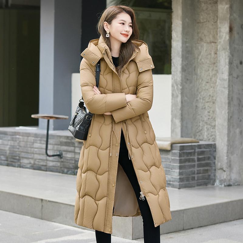 Autumn Winter Thicken Warm Parka Women Casual Solid Color Big Pocket Slim Long Hooded Coat Jackets Outwear