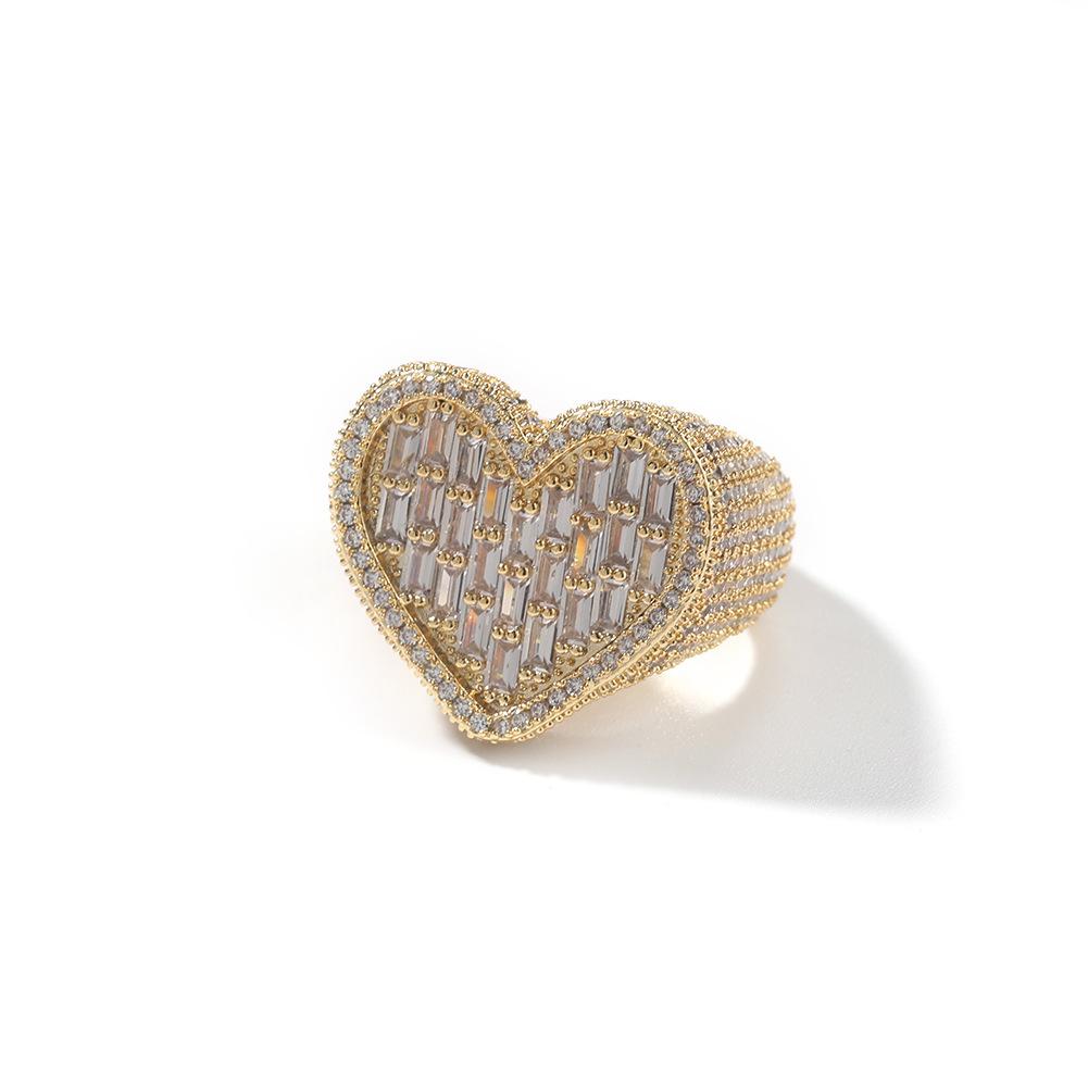 European and American Style Jewelry Street Hipster High-end Ring Personality T Square Love Zircon Ring 2026 no. 6 золотой