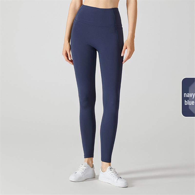 

Флисовые брюки для йоги на осень/зиму - Женские теплые, плотные фитнес-леггинсы с карманами и дизайном персиковые бедра . XL