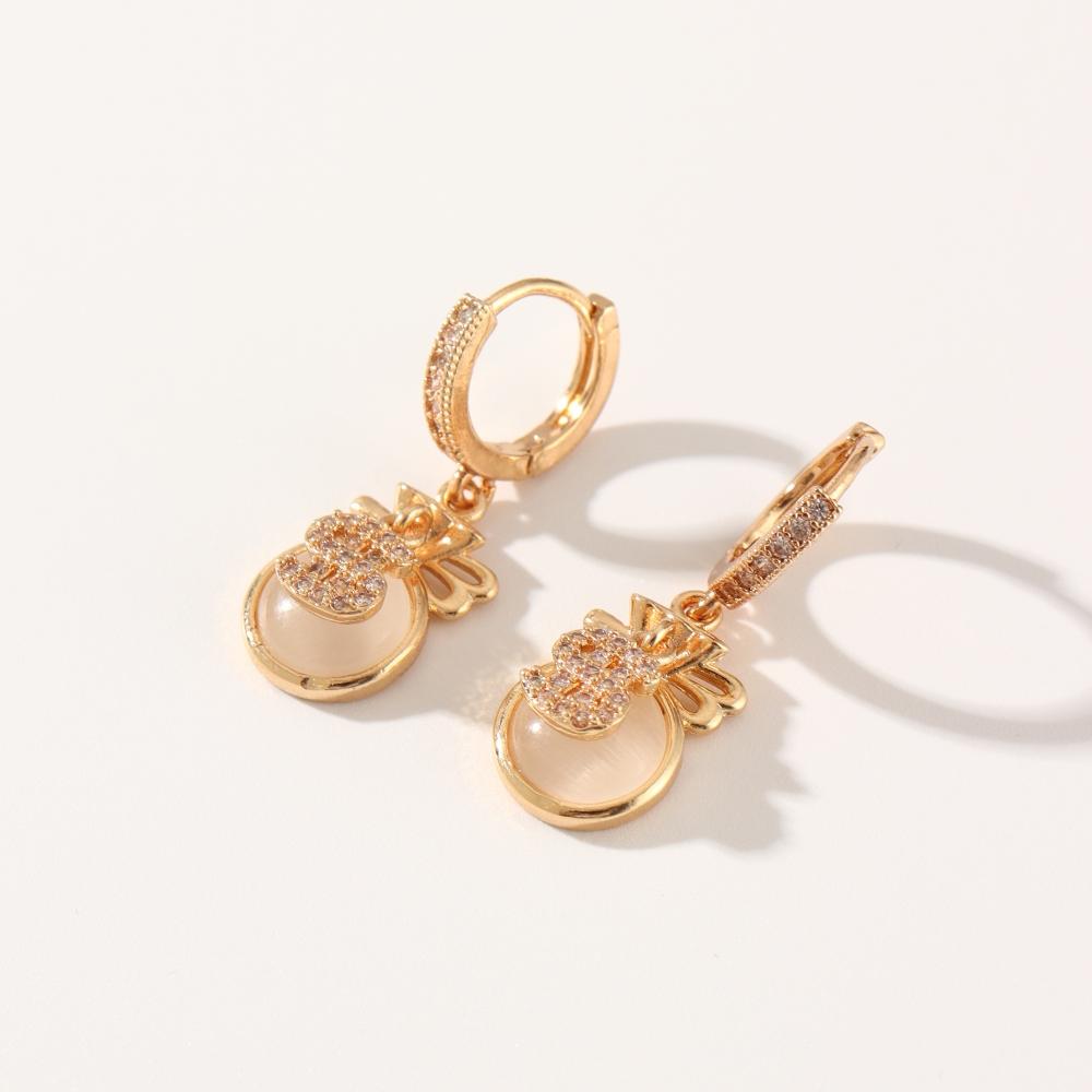 Money Bags Shape Dangle Earrings for Women 2025 New Fashion Golden Cubic Zirconia Drop Earring Wedding Party Jewelry Accessories