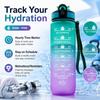 1000ml Plastic Water Bottle with Time Marker, Leakproof Gradient Sports Bottle for Women Men, Gym Yoga Hiking Office