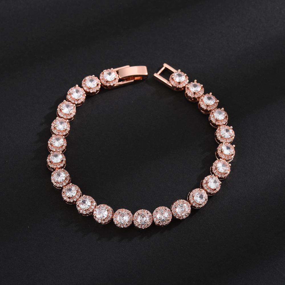 Gold Plated Emerald Tennis Bracelet Male Hip Hop Lesbian Personality Premium Sense Full Diamond Zircon Bracelet