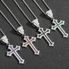 Fashion Men Women Hip Hop Cross Necklace Iced CZ Inlaid Bling Chain Trendy Daily Party Statement Pendant Jewelry