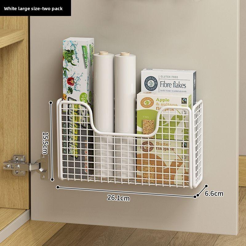 Kitchen Cabinet Door Inner Shelf Storage Box Door Rear Hook Plastic Wrap Bag Cabinet Door Hanging Basket Storage Rack