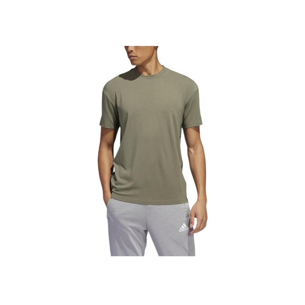 Adidas Solid Color Casual Comfortable Breathable Round Neck Short Sleeve T-Shirt Men Tops Army-Green FT2790