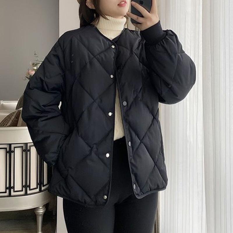 Spring new light short jacket small down cotton clothes with women's loose diamond cotton clothes
