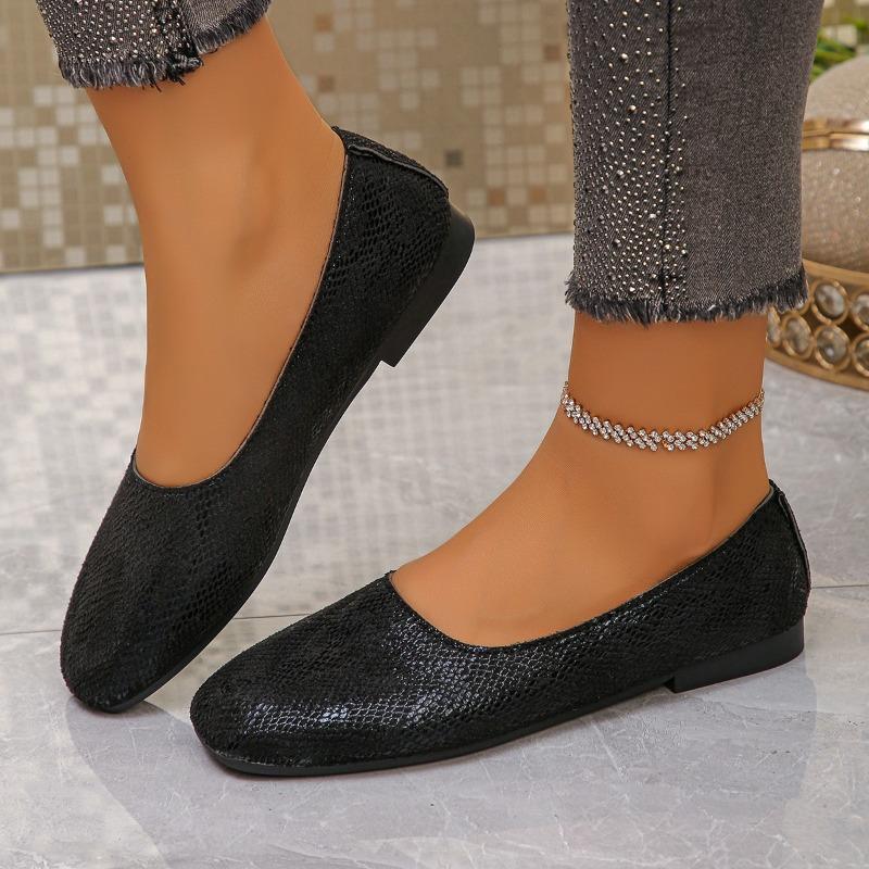 Flat Square-toe Retro Flat Large-size Single Shoes