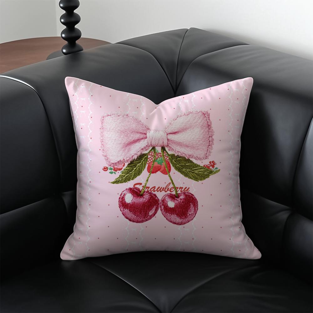 Strawberries and cherries Cushion Cover Pillow Case Antidustmite Invisible zipper silky plush cushion