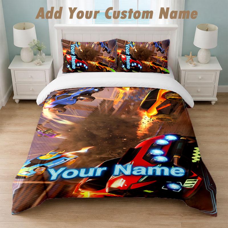 Bettwäsche-Set 1 Bettbezug 2 Kissenbezüge Rocket League Aufdruck Weiche Bettwäsche Schlafzimmer Dekor