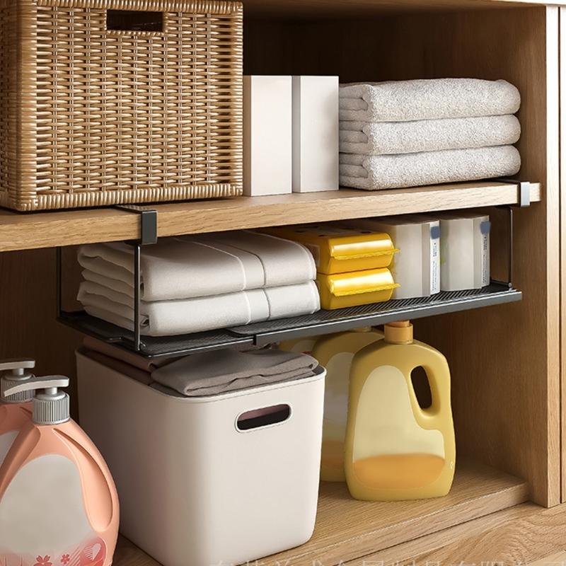 Under Shelf Storage Basket Organizer,Adjustable Hanging Under Cabinet Add-on Storage Racks Slide-in Baskets Organizer