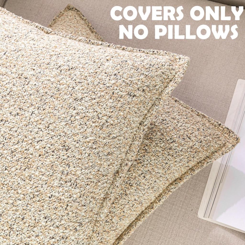 Decorative Throw Pillow Covers 18x18 Inch for Couch Living Room Bed Sofa Farmhouse Boho Home Decor Set of 2 Soft Textured Boucle Accent Luxury