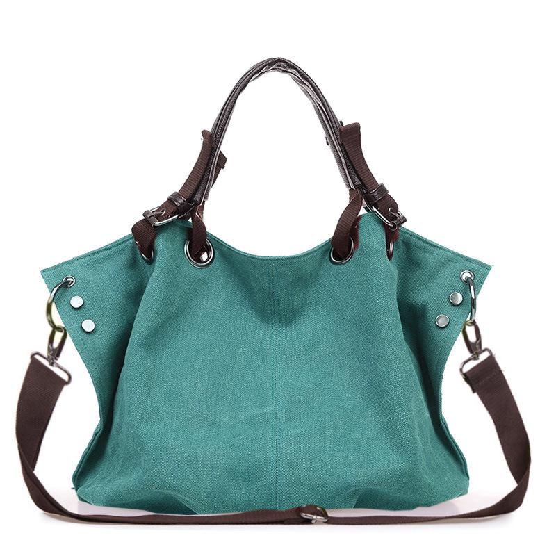 

Женская повседневная холщовая сумка в европейском и американском стиле - Большая вместительная сумка, ручная, на плечо и через плечо хаки