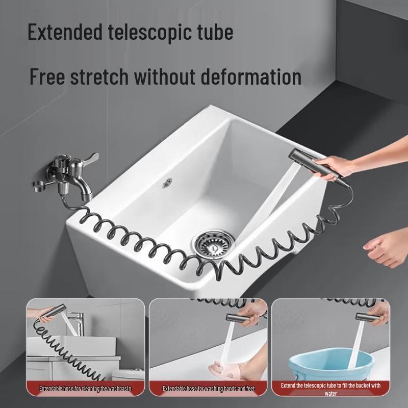 TLXT Washing Machine Faucet with Spray Gun and Retractable Hose