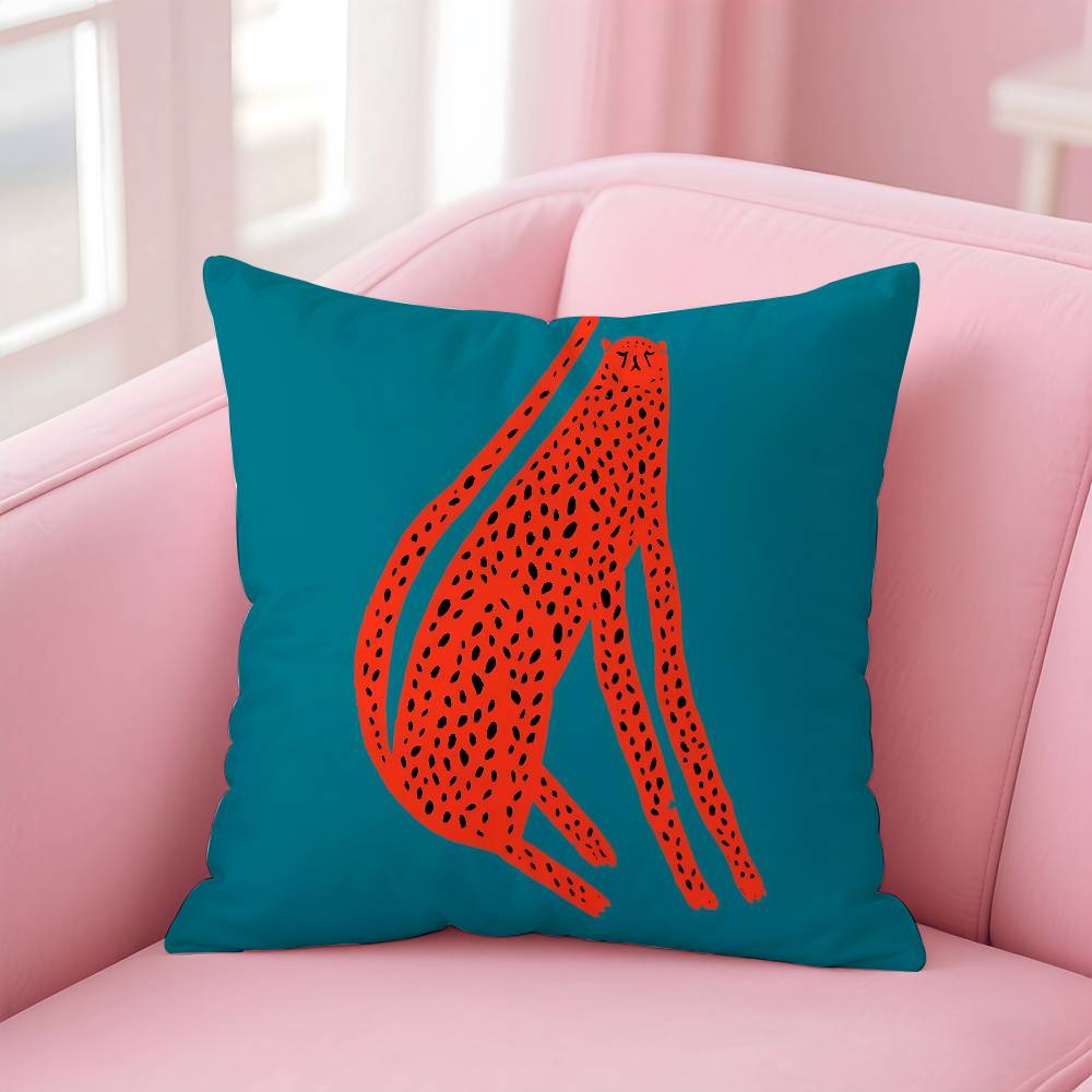 Geometric Animal Leopard Pattern Pillow Case Anti-dustmite Pillowcase Invisible Zipper Silky Short Plush Sofa Cushion Cover