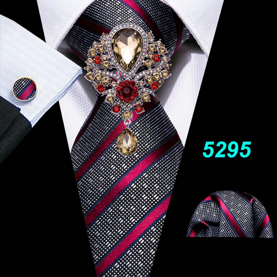 Buy Mens Red Black Tie with Brooch 6 Formal Silk Necktie Hanky Cufflink