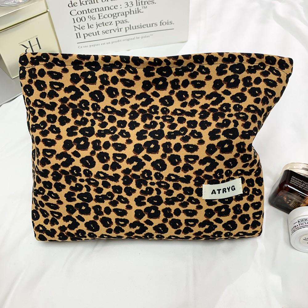 Leopard Print Cosmetic Bag Large-capacity Portable Storage Bag Clutch Bag