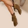 Large size fringed short boots for women in autumn winter high heels casual simple comfortable versatile women's boots
