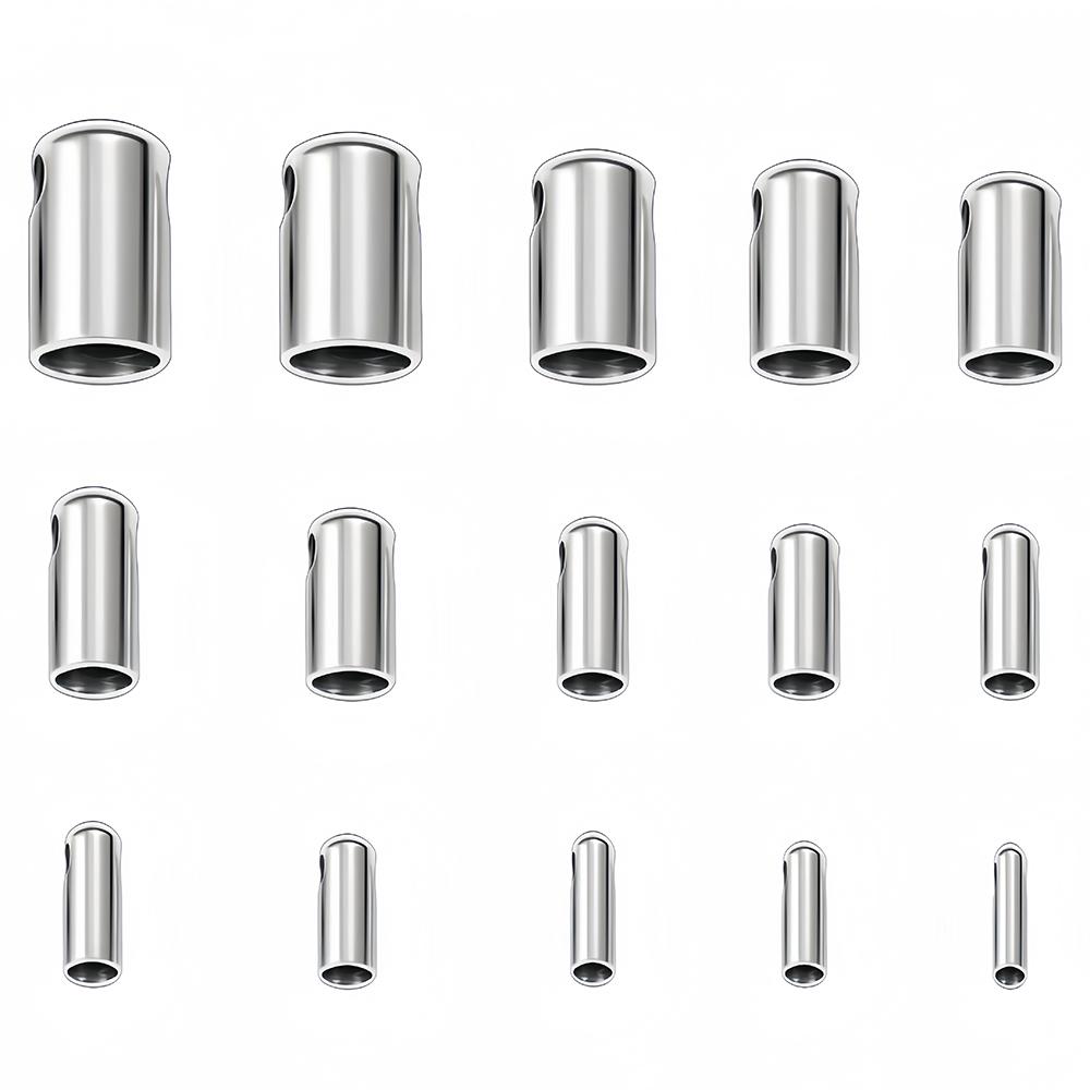 20-50pcs 1-5mm Stainless Steel End Tip Cap Crimp Clasps Connector DIY Tassel Leather Cord End Crimp Jewelry Making Supplies