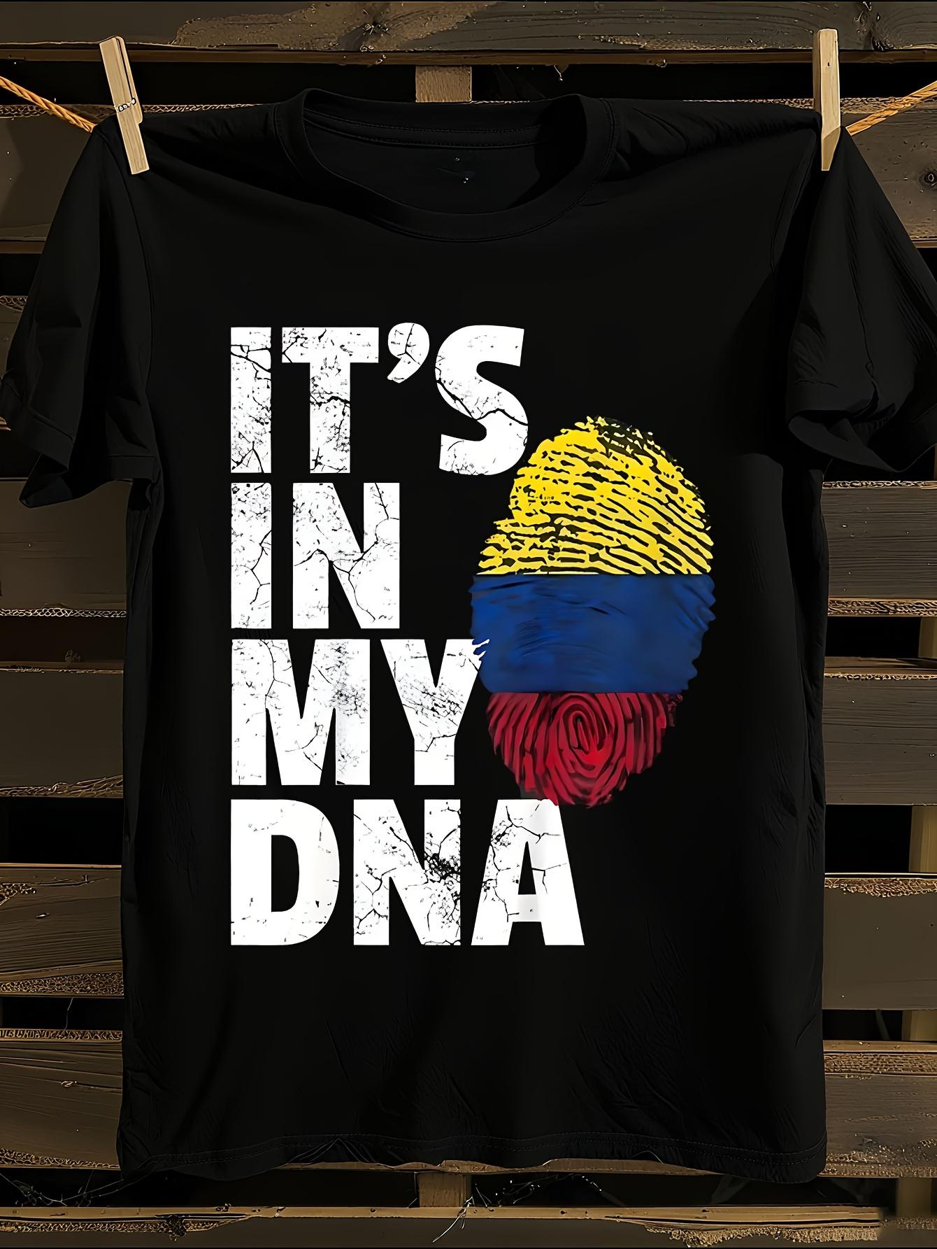

Colombian Flag DNA Helix Graphic T-Shirt Mens Tshirt Womens Tshirts with Letters Print Short Sleeves T-Shirt Casual Street Tee Shirt Top L