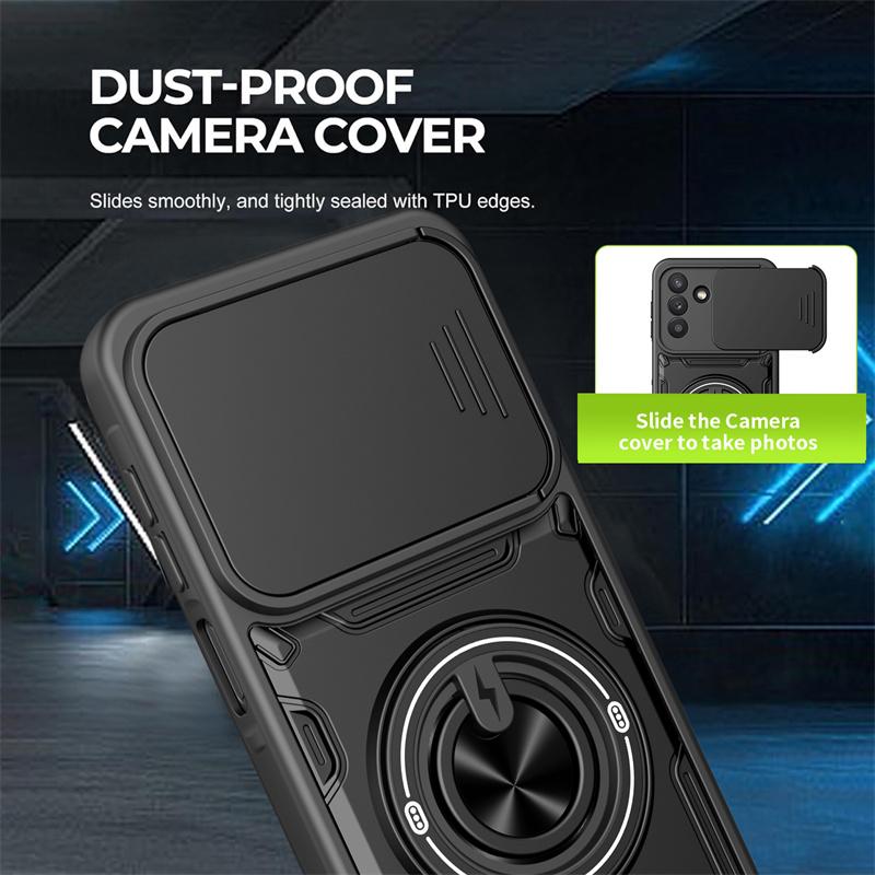 Armor Funda Para For Samsung Galaxy A37 A57 A17 5G A07 4G Case Slide Camera Lens Back Cover Magnetic Ring Stand Protect Coque