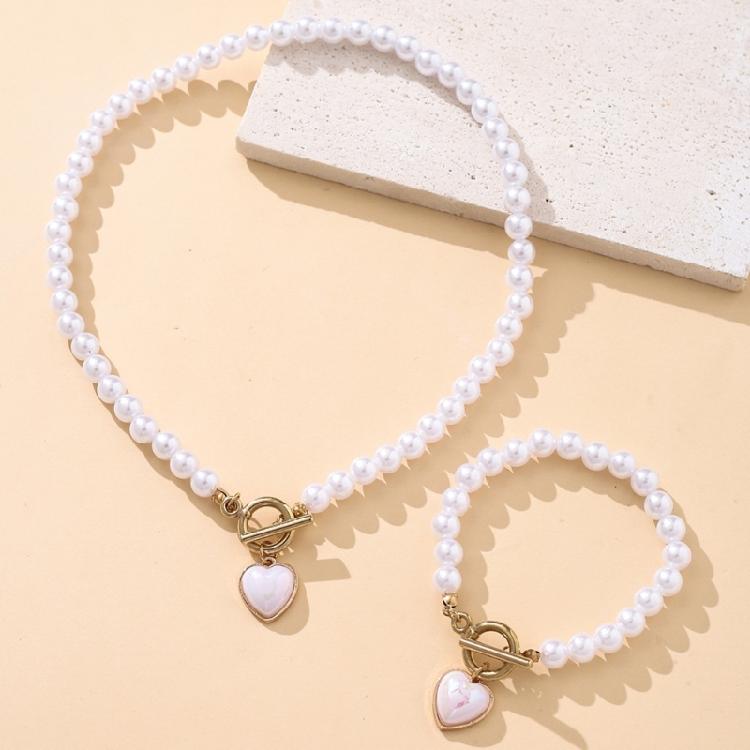 Fashionable Imitation Pearls Necklace Fashion Jewelry Beads Bracelet Adjustable Chain Necklace Present for Fashion Lover
