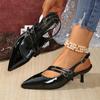 Premium Bag Head Empty Sandals Women's High Heels Summer New Pointed Belt Buckle Mary Jane Sandals Women's Shoes