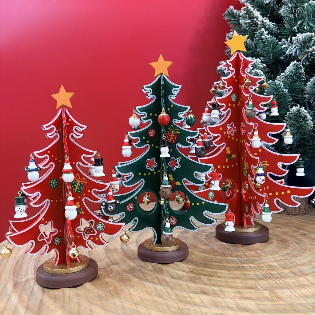 Children's DIY Wooden Christmas Tree Ornament Set - 3-Piece Educational Handmade Decorations