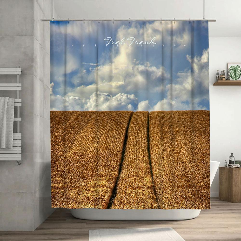 Modern Bathroom Decor Shower Curtain with Fresh Feel Design for Relaxing Bath Time