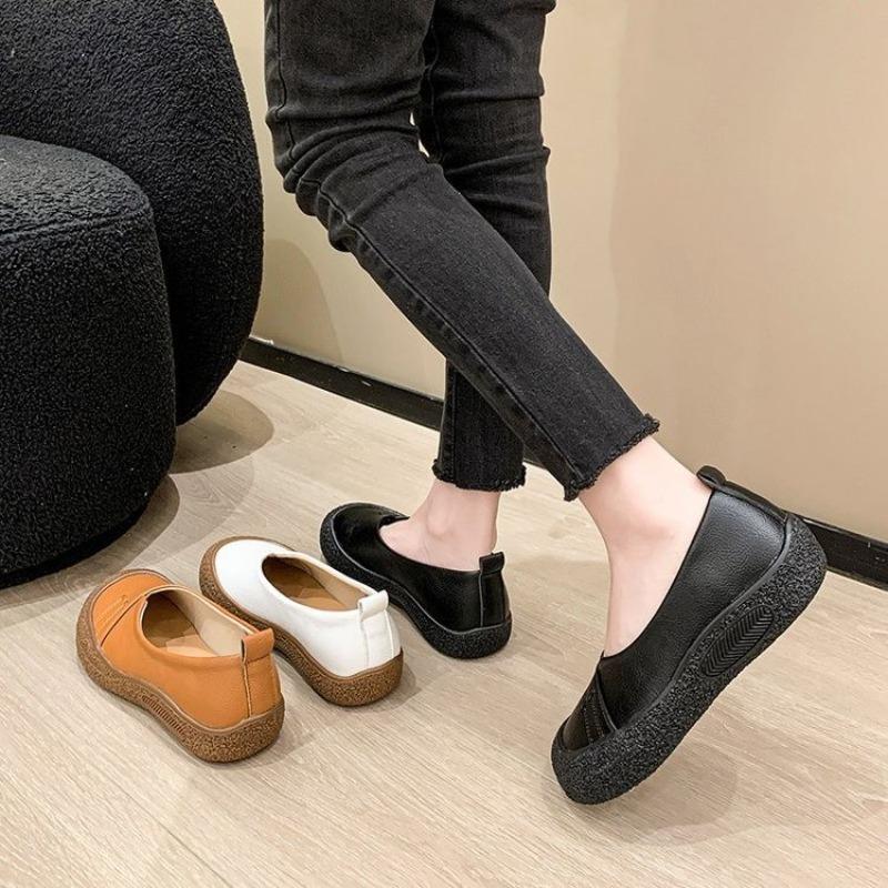 Fashion Slip-on Flat Single Shoes Autumn New Round Toe Shallow Mouth Soft Sole Non-slip Wear-resistant Low-heeled Shoes