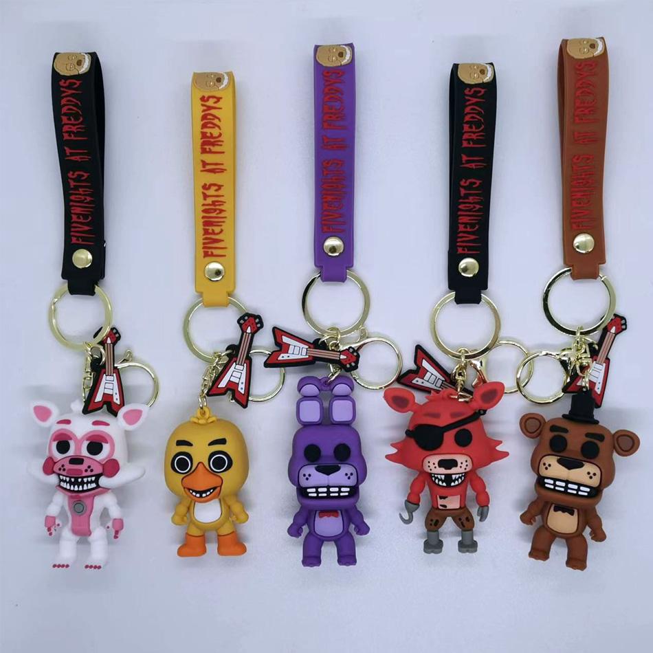 Five Night At Fredys FNAF Game Keychains Anime Action Figures Keyrings Doll Key Chains Car Key Rings Charm Charms Accessories
